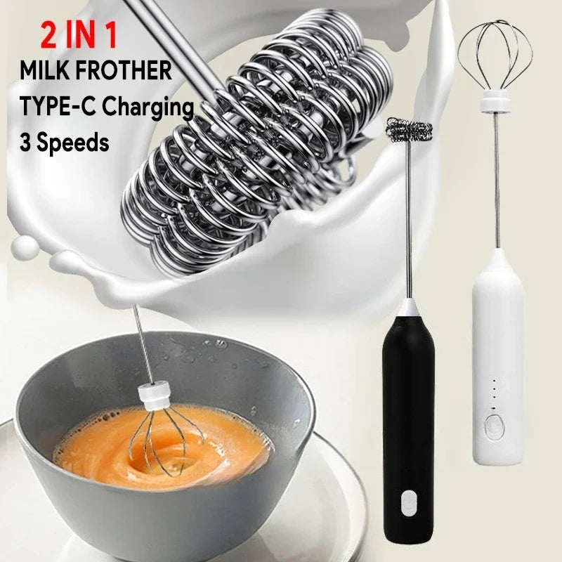 UPGRADED Electric Coffee Frother MILK Whisk+egg Beater MINI Food