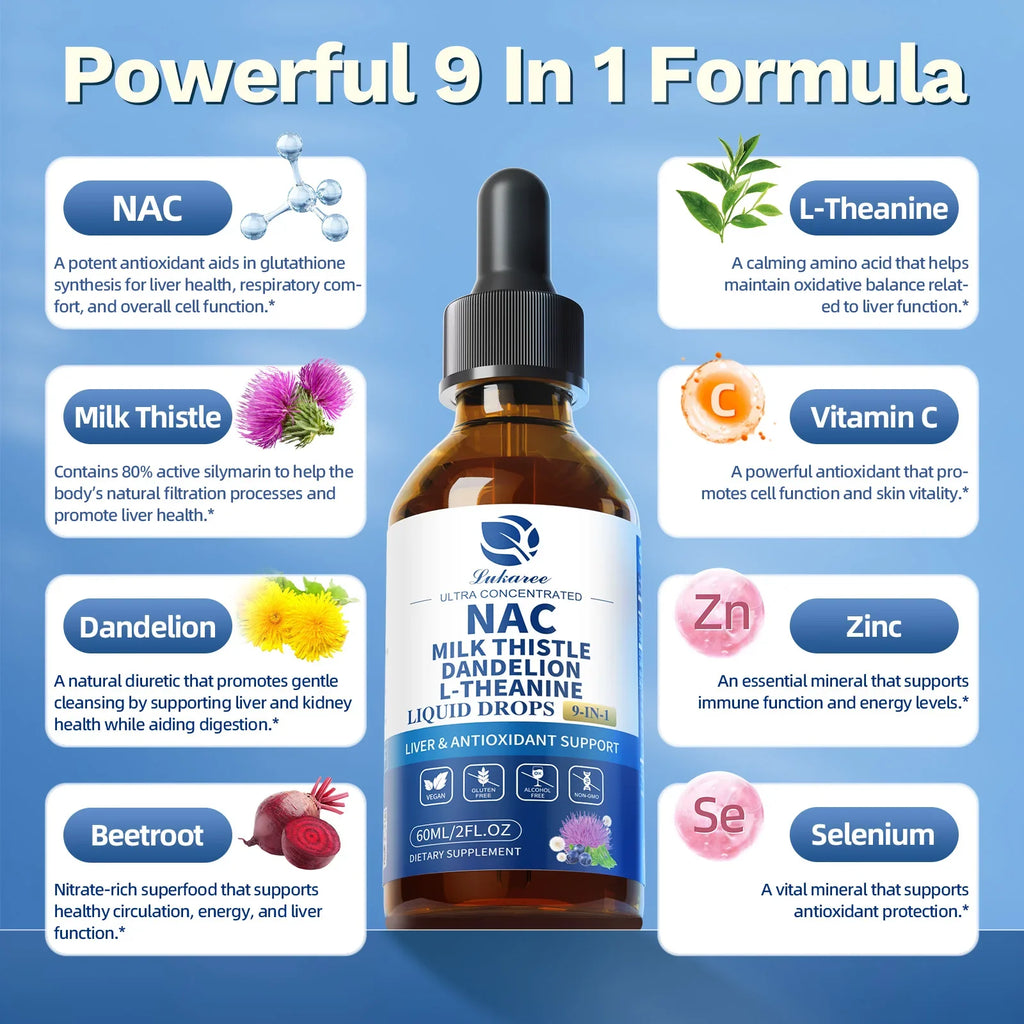 Liposomal NAC Supplement Drops 30ml – Milk Thistle, Liver & Lung Support