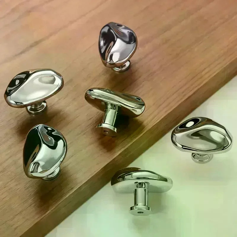 Silver Zinc Alloy Single Hole Cabinet Drawer Handle | Modern Style