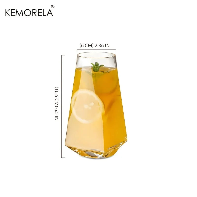 KEMORELA 500ml Geometric Crystal Highball Glasses – 1 or 2 Pack