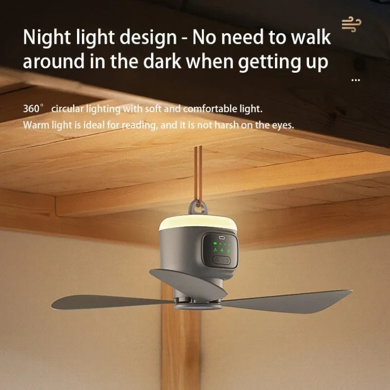 12000mAh Portable Camping Ceiling Fan | Remote & LED Light