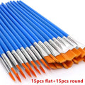 Nylon Painting Brushes Set – Round & Flat for Oil Acrylic Watercolor
