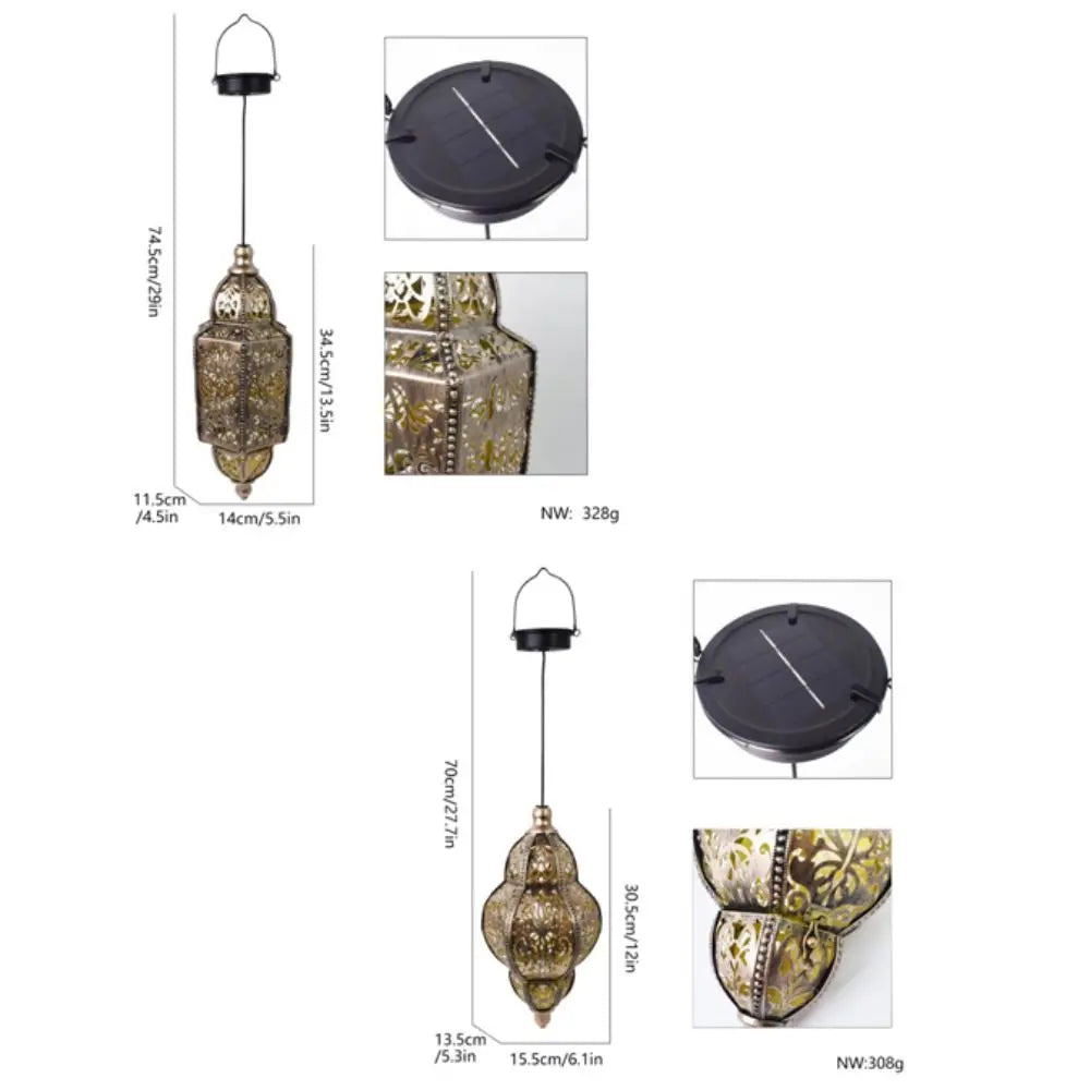 Solar Iron Art Garden Lantern | Waterproof Outdoor Hanging Light