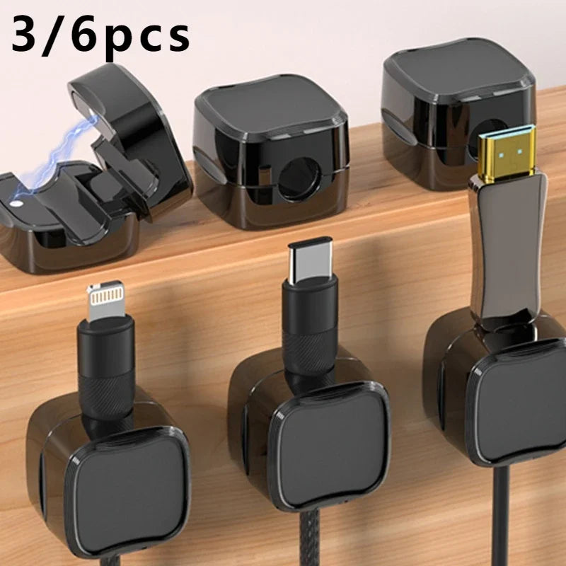 Magnetic Cable Management Clips 6-Pack | Wire Cord Organizer