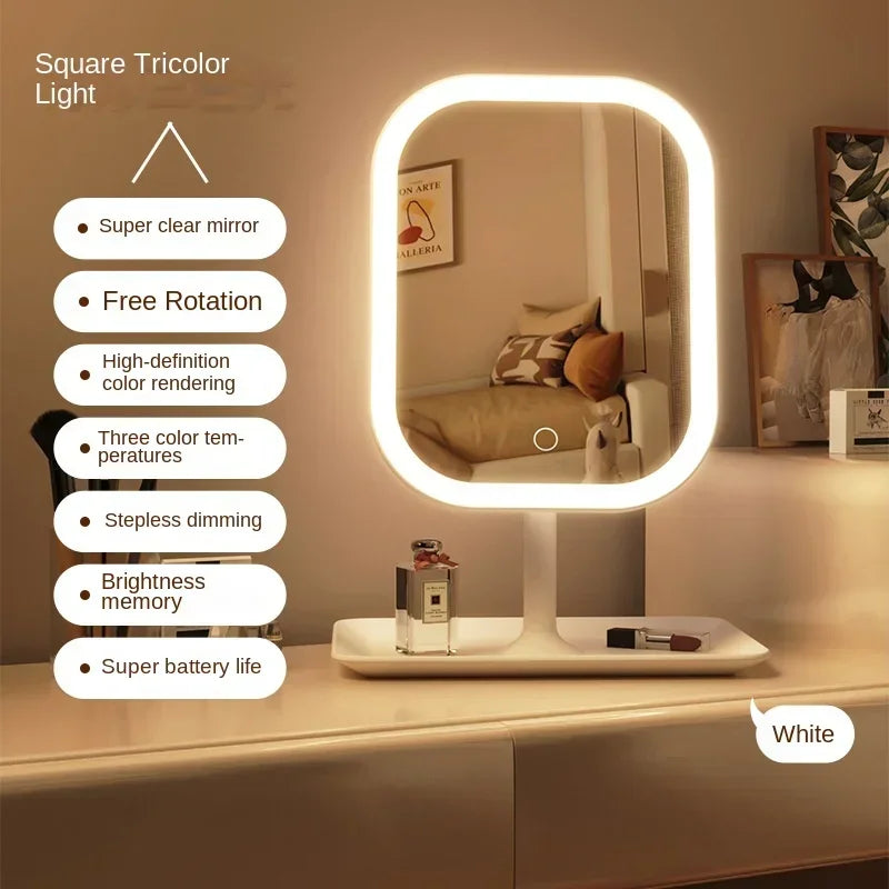 LED Desktop Vanity Mirror | 3-Color Dimmable Makeup Mirror