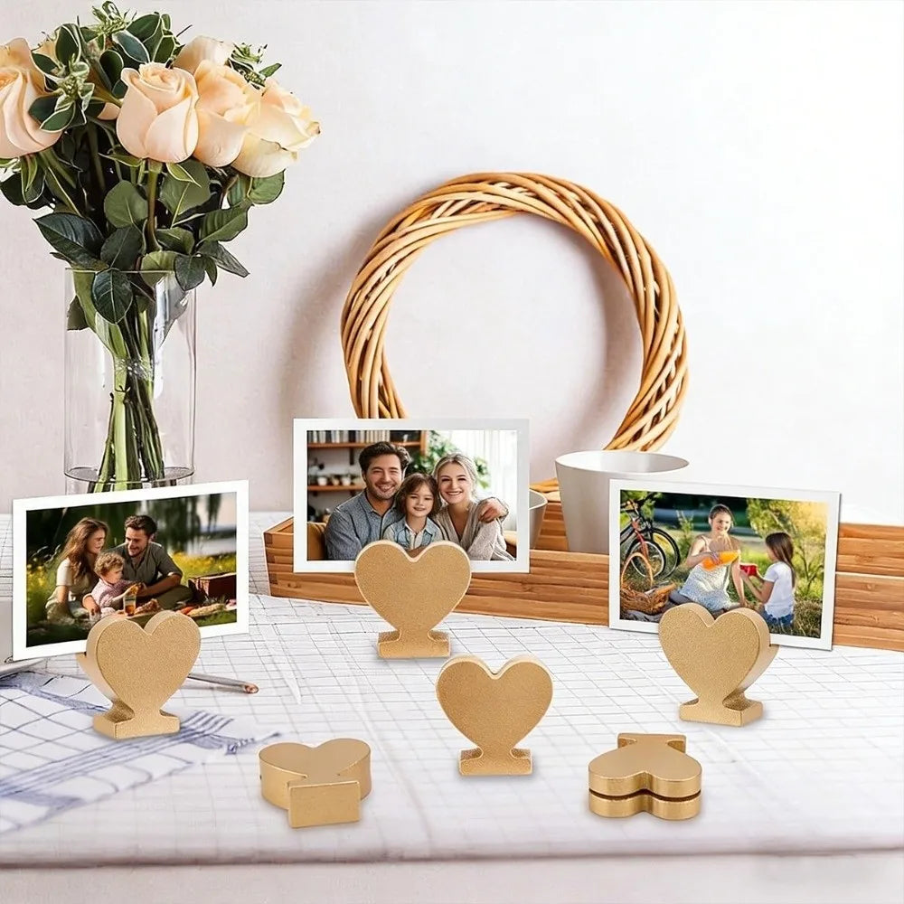 12PCS Gold Star Heart Table Number Card Stands | Photo Clips