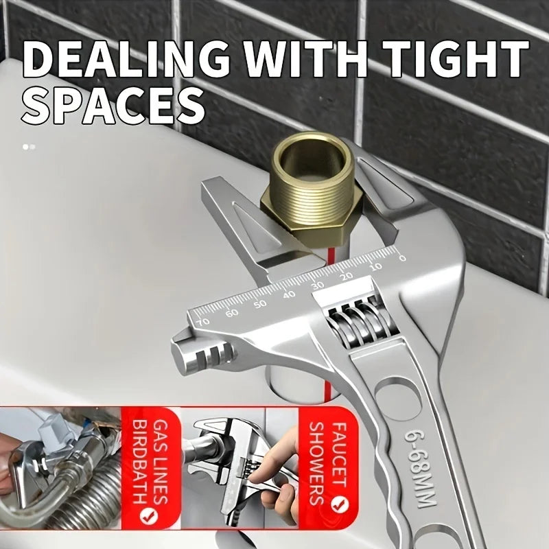 Black 16- Adjustable Bathroom Wrench Space-saving Multi-functional