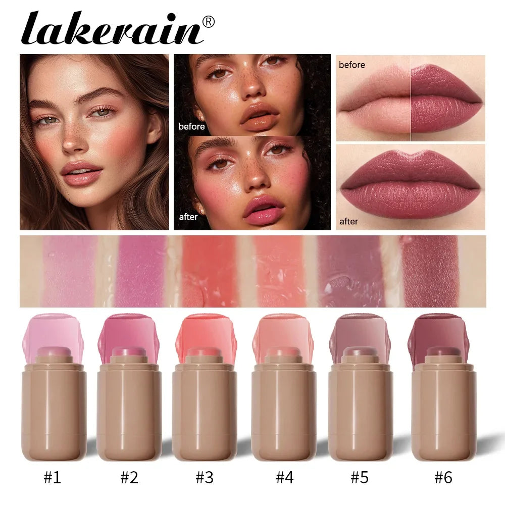 Lakerain 3in1 Cheek Lip Tinted Moistured Blush Stick Waterproof Easy
