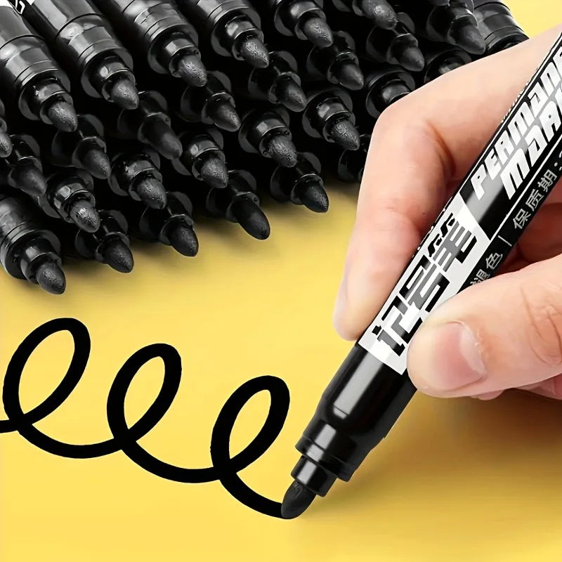 10-Pack Black Permanent Markers – Waterproof Multi-Surface Pens