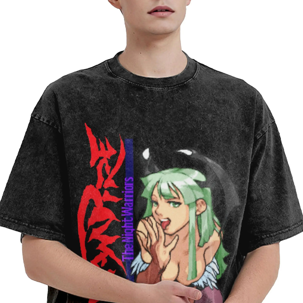 Darkstalkers Morrigan Men's Cotton Graphic T-Shirt | Washed Tee