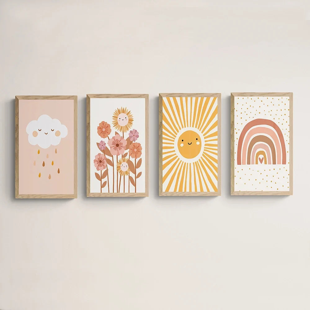 Boho Rainbow Canvas Wall Art | Nursery & Girl Room Décor