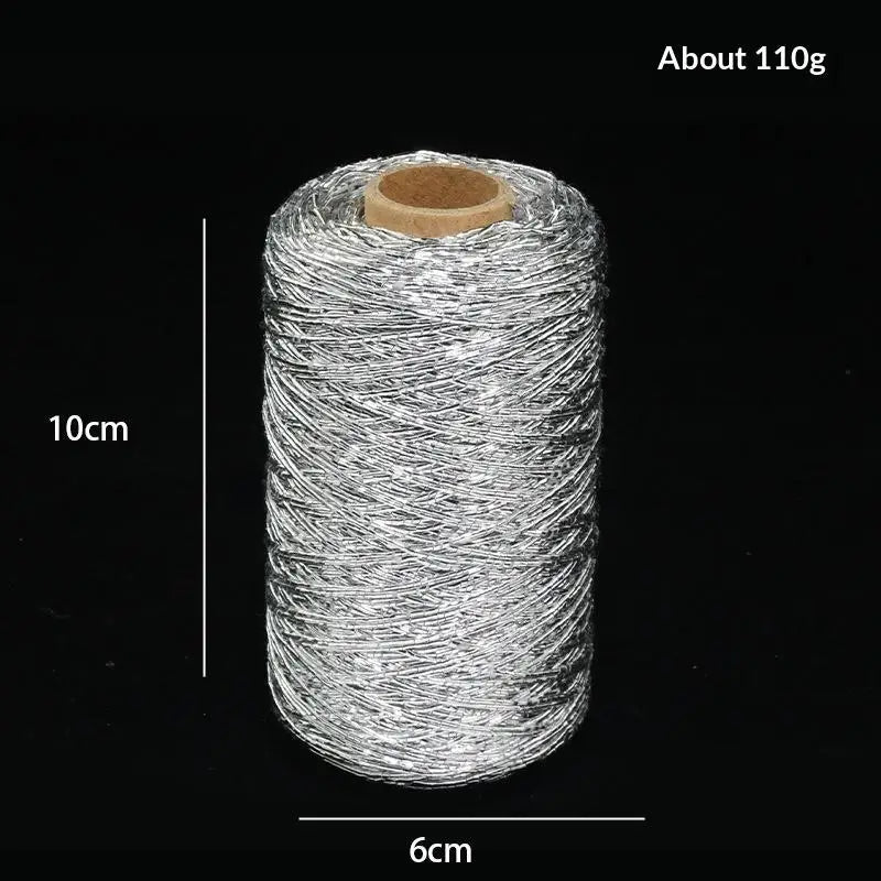 200M Silver Silk Yarn – Shiny Crochet & Knitting Thread Roll