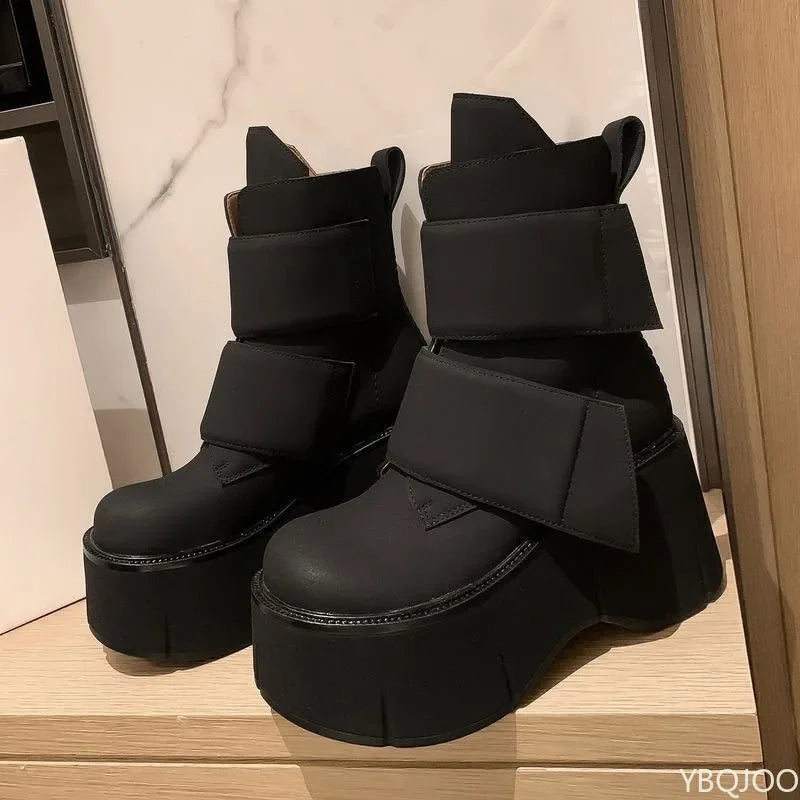 Women's Thick Sole Height Increasing Mid-Calf Boots