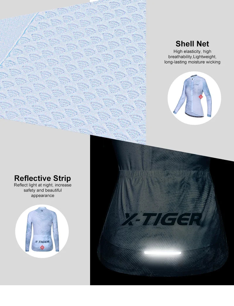 X-Tiger Women's Long Sleeve Cycling Jersey | Breathable Bike Top