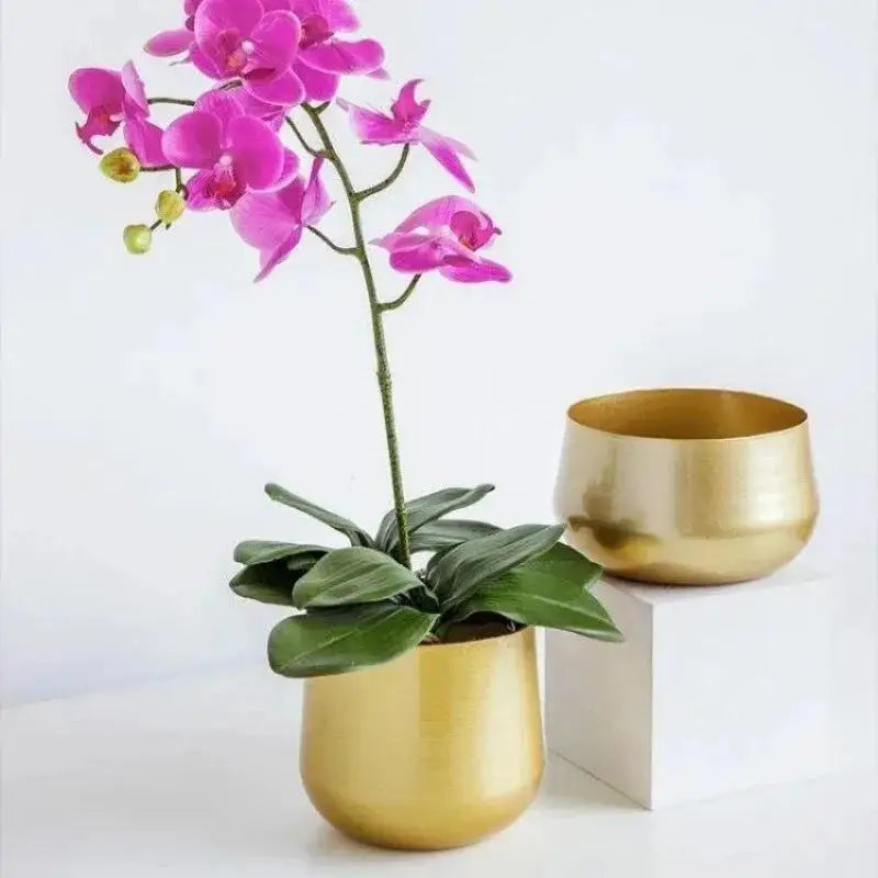 Modern Cast Brass Metal Flower Pot | Luxury Indoor Garden Planter