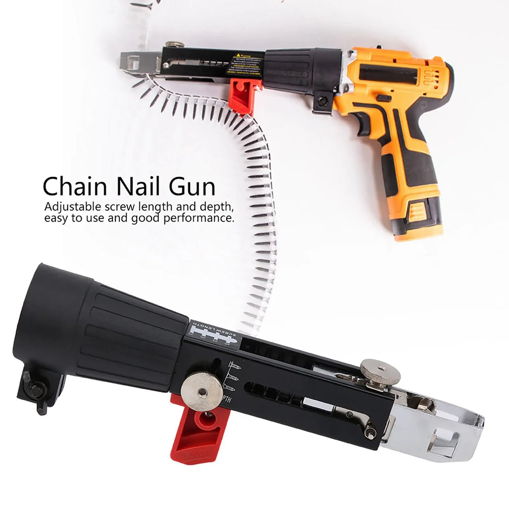 Automatic Chain Nail Gun – Electric Drill Screw Attachment