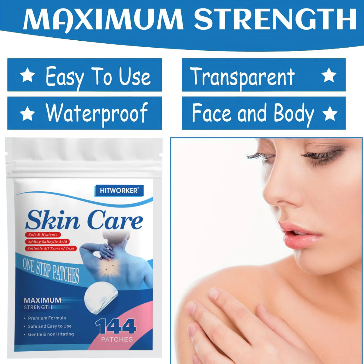 144-Pc Hydrocolloid Acne Patches | Alcohol-Free Blemish Stickers