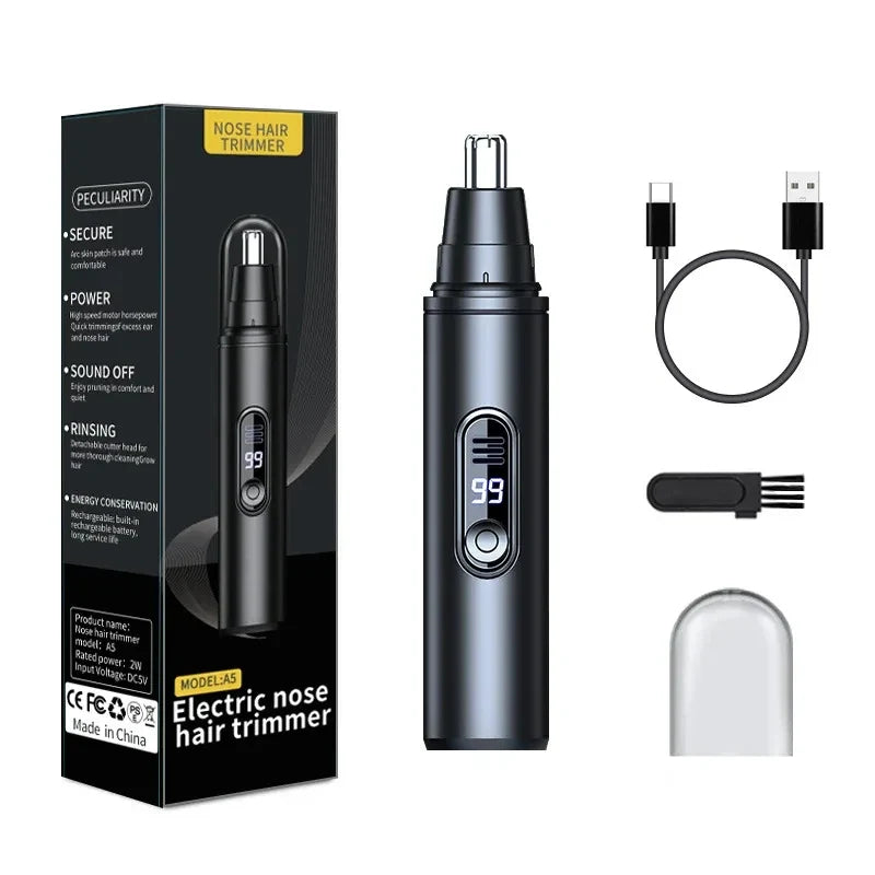Mini Nose & Ear Hair Trimmer – USB Rechargeable, Waterproof