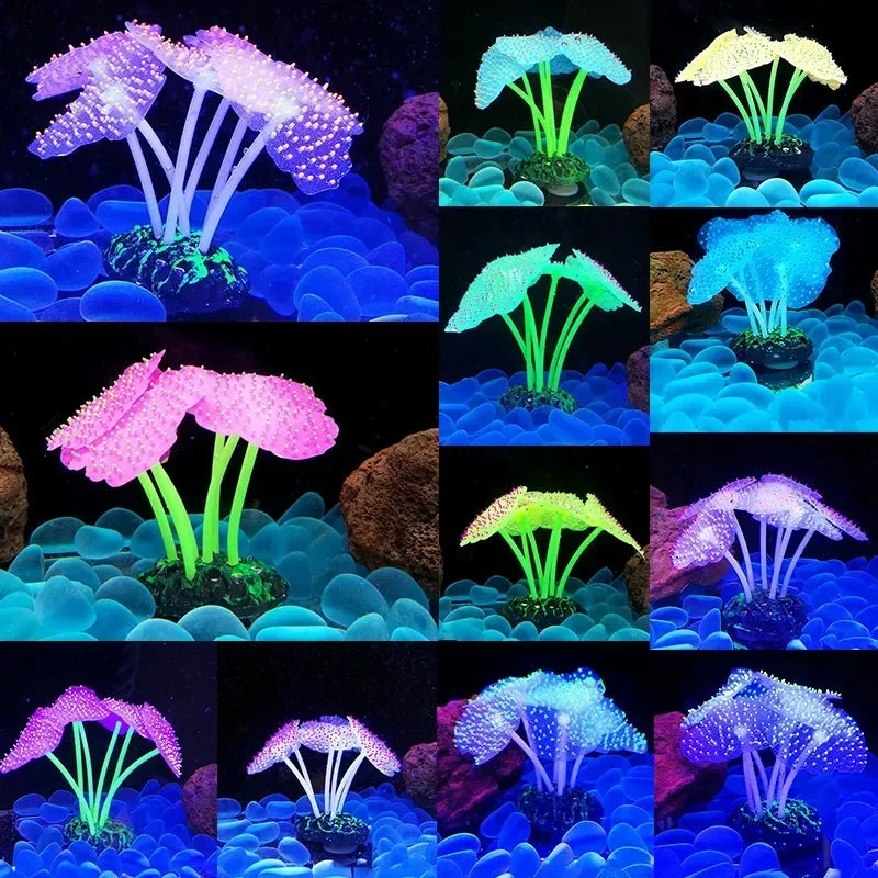 Glowing Artificial Anemone Aquarium Decoration | Silicone Plant