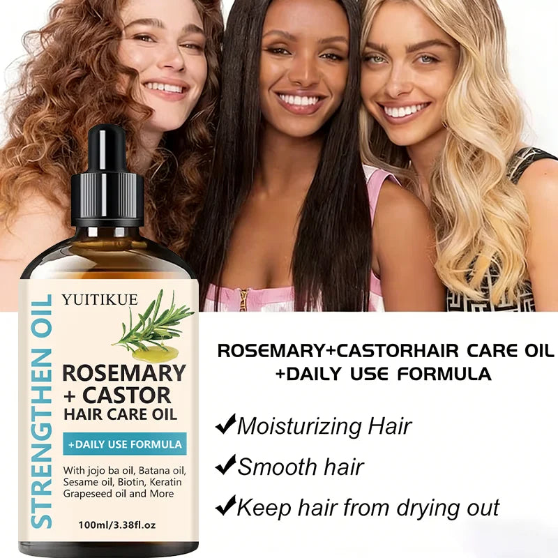 YUITIKUE Rosemary & Castor Hair Oil | Jojoba, Batana & Biotin