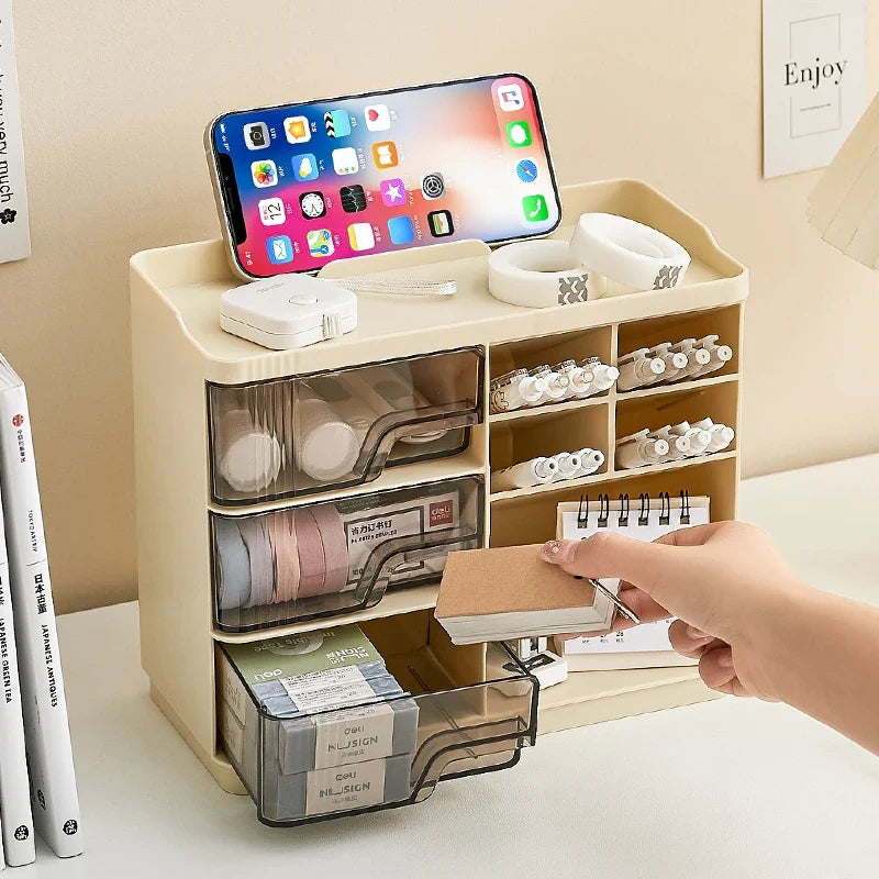 Desk Organizer Desktop Stationary Caddy Pen Holder 3 Drawers School