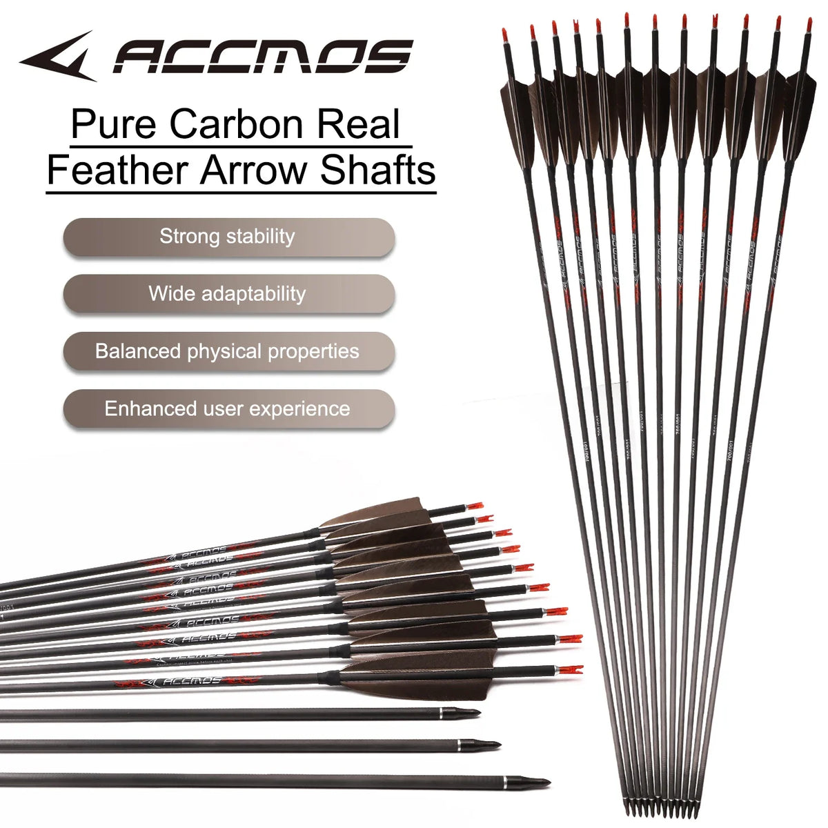 ACCMOS 6 Pure Carbon Arrows ID6 Spine 250 300 350 400 500 600 700 800