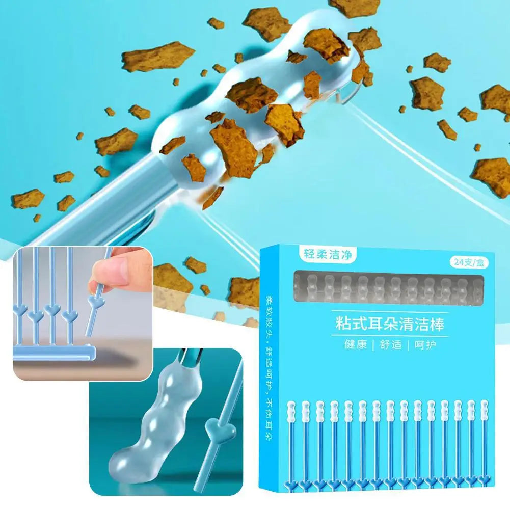SADOER 24-Pack Silicone Sticky Ear Wax Remover Picks – Kids & Adults