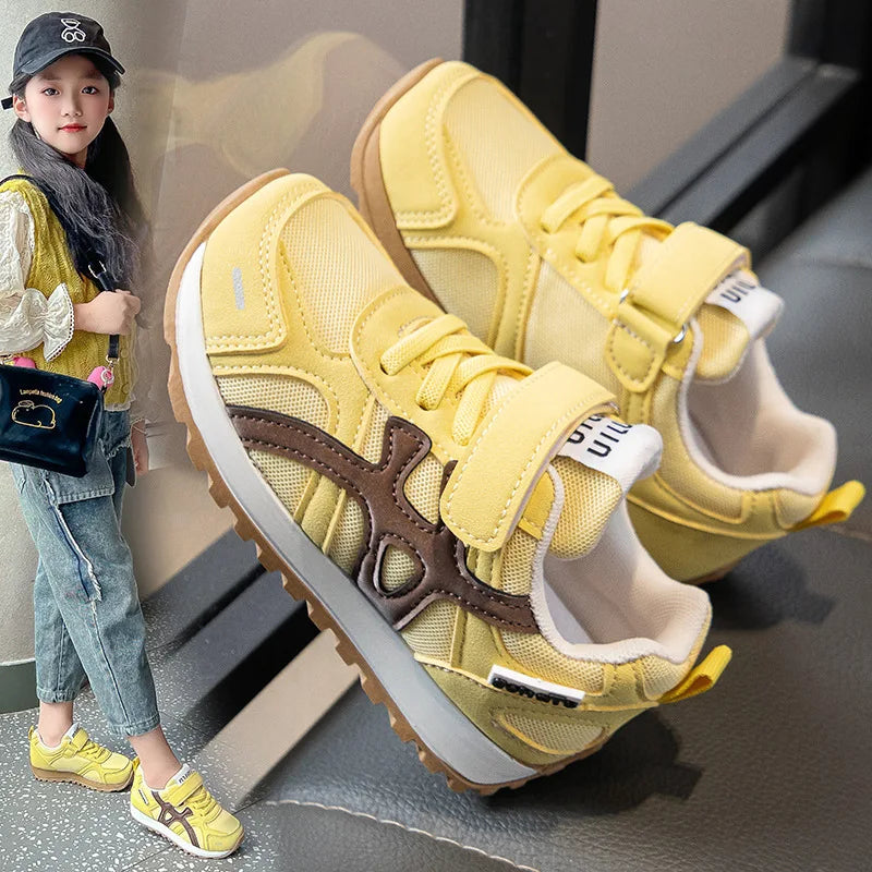 Girls Mesh Sneakers – Kids Hook & Loop Non-Slip Sports Shoes