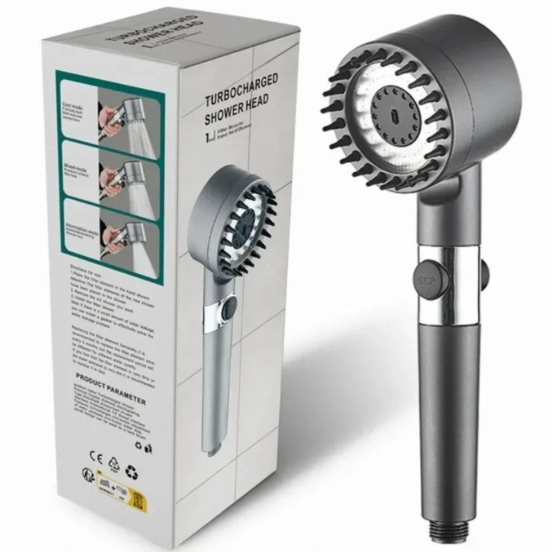 High Pressure Handheld Shower Head – 4 Modes, Water Saving