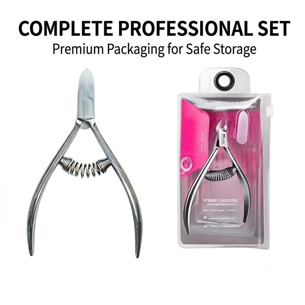 Professional Stainless Steel Cuticle Nippers | Built-In Spring