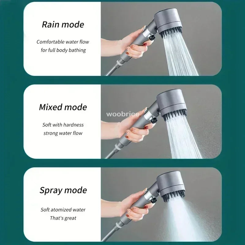 High Pressure Handheld Shower Head | 3-Mode Filtered Spray Set