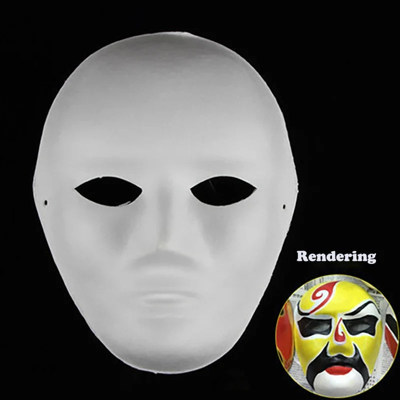 DIY Paper White Masks Create Artistic Craft Theater Halloween