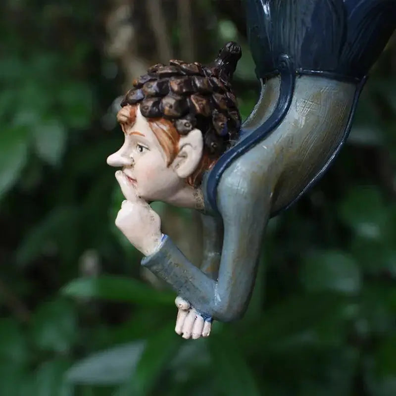 Garden Hanging Elf Ornament – Resin Fairy Figurine for Patio & Yard