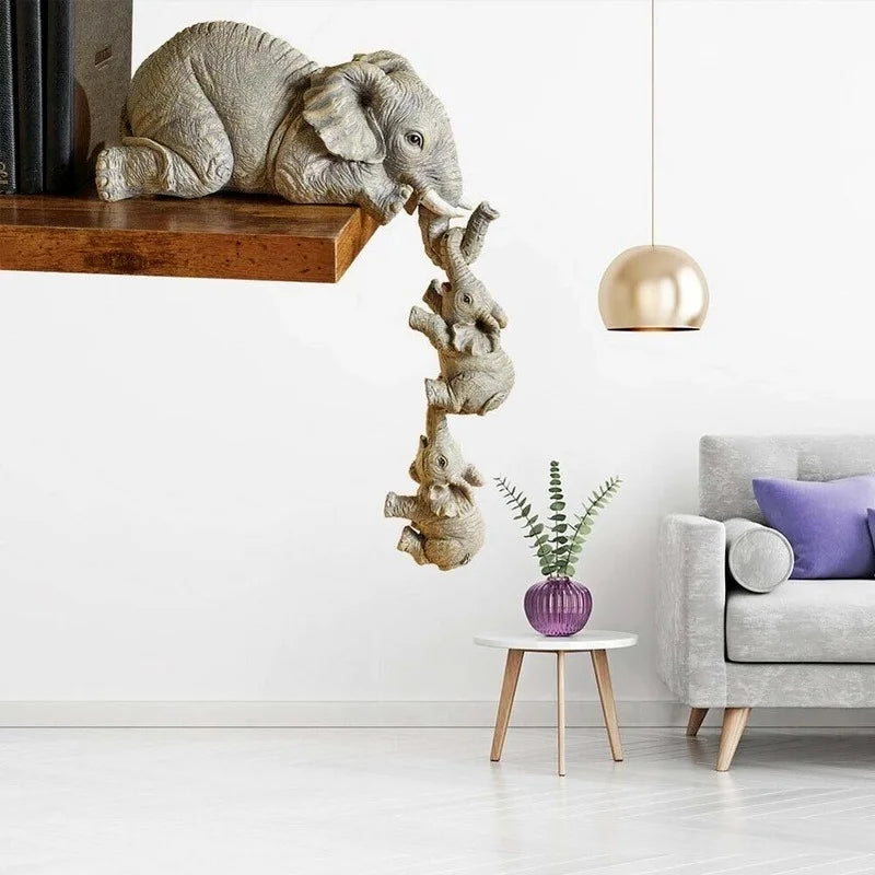 3-Piece Elephant Figurines Set – Resin Animal Home Décor Gift
