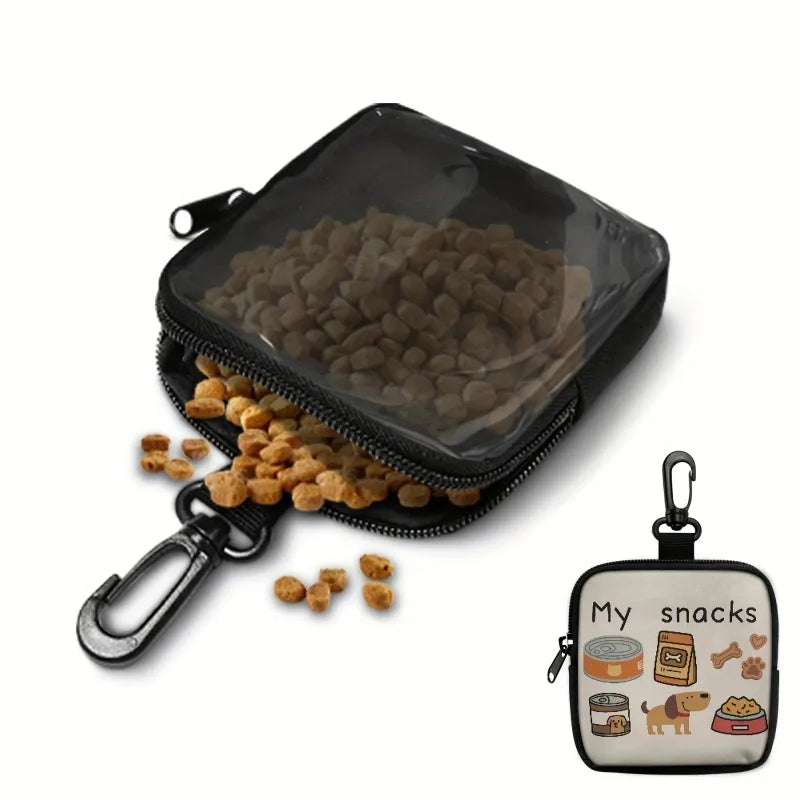 Dog Print Treat Bag with Hook & Zipper | Pet Training Pouch