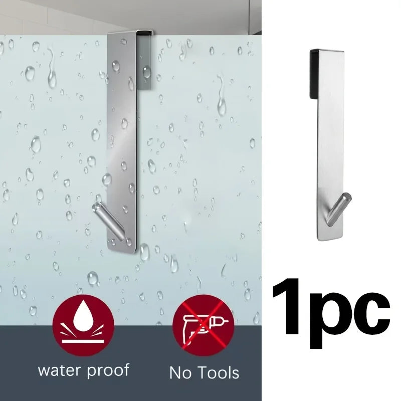 Stainless Steel Shower Door Towel Rack & Robe Hook – Brushed