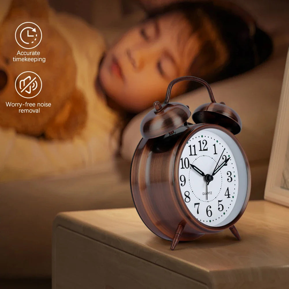 Vintage Twin-Bell Alarm Clock | Silent Sweep & Night Light