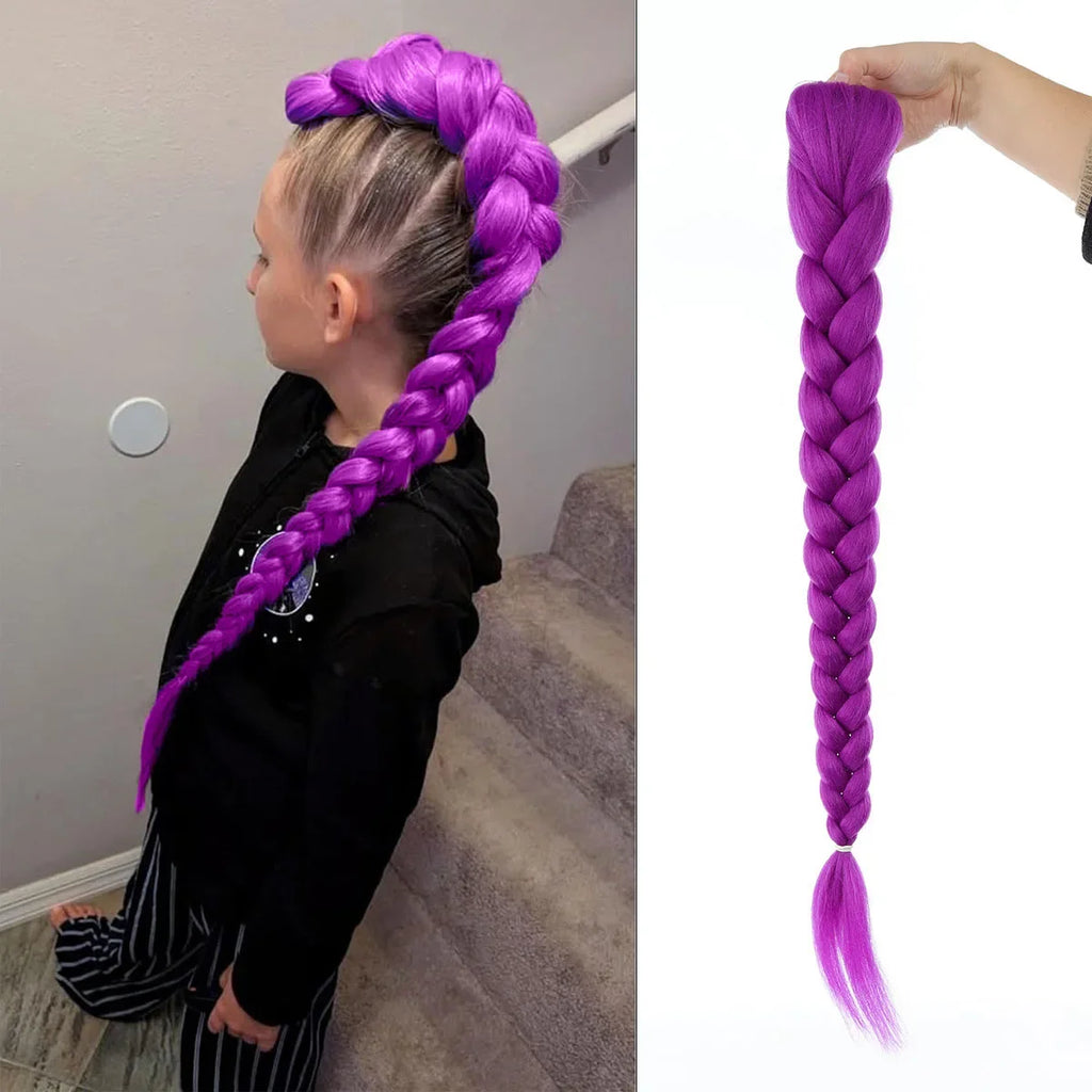 Synthetic Woven Purple Hair Ponytail Cosplay Costume Hairstyle