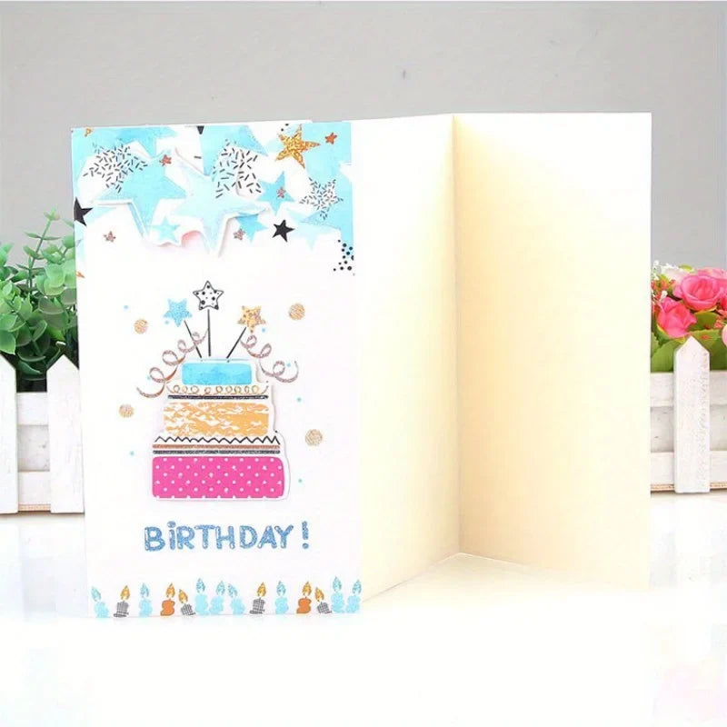 Colorful Birthday Cake Greeting Cards with Envelopes Set
