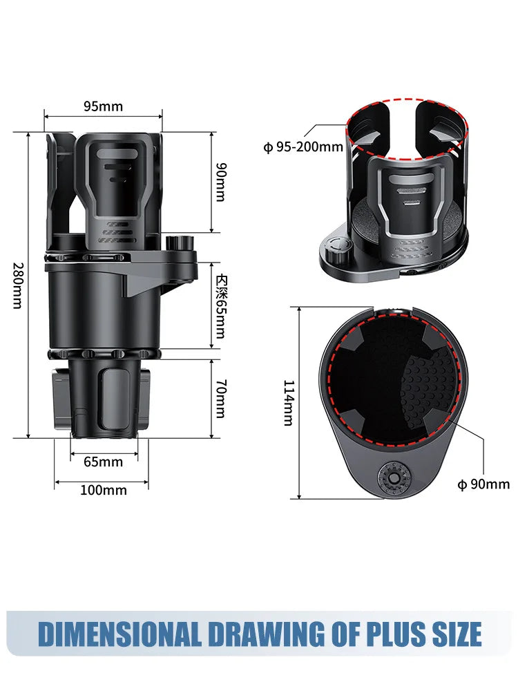 Adjustable Car Cup Holder with Lock – Fits Mugs & Bottles