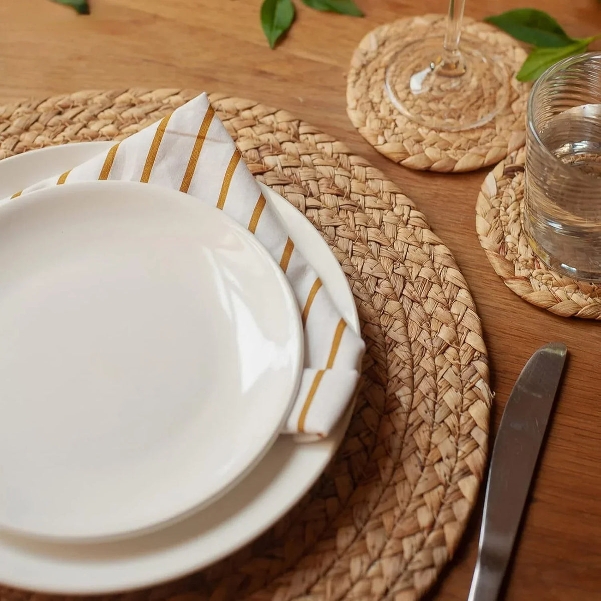 Pot Mats Round Handwoven Rattan Placemats Natural Straw Braided Heat