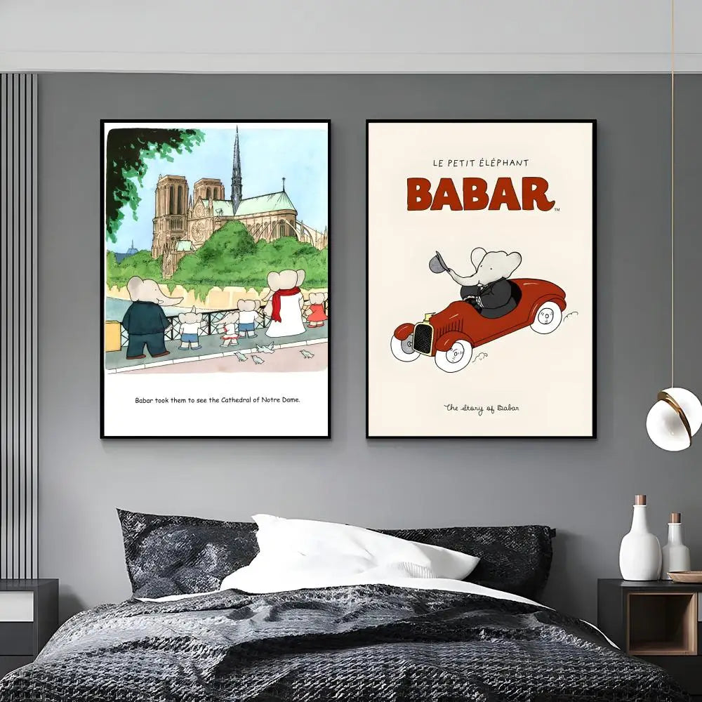 Babar Cartoon HD Wall Poster – Waterproof Sticky Home Decor