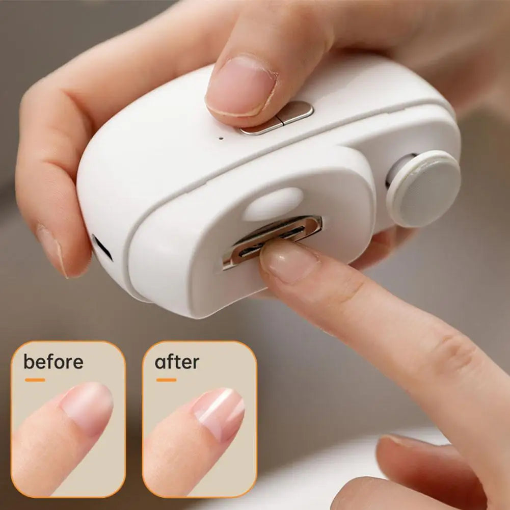 Electric Nail Trimmer USB Rechargeable with LED Light – All Ages
