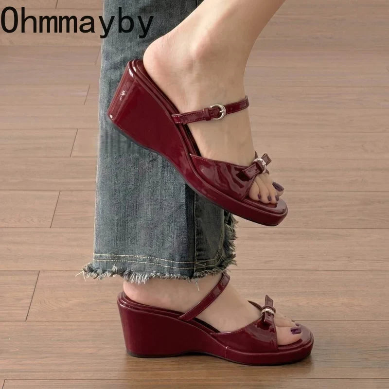 Women's Platform Wedge Slides – Open Toe Summer Sandals
