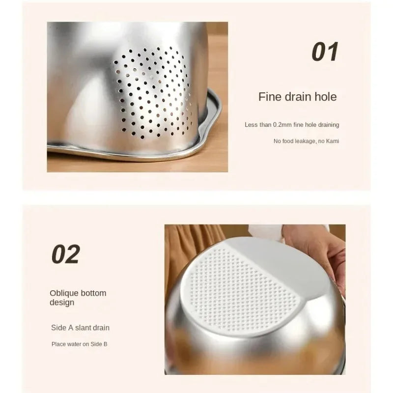 Stainless Steel 304 Rice Washer Strainer Bowl Washing Sieve Colander