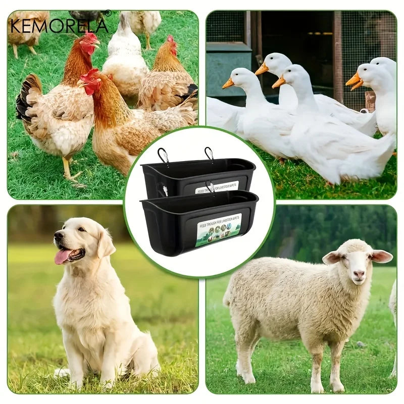 2-Pack Hanging Chicken Duck Goat Feeder Trough with Clip