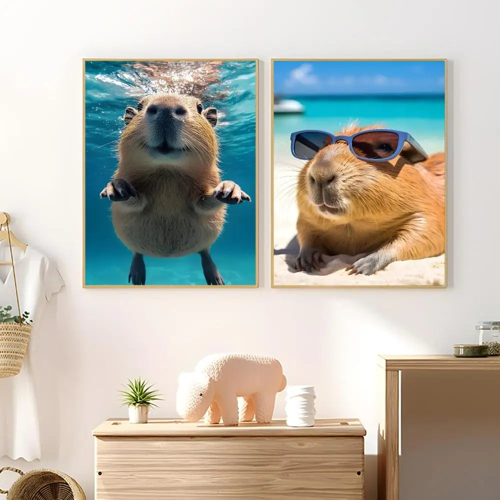 Capybara Waterproof PVC Poster Stickers – Wall Décor & Gift