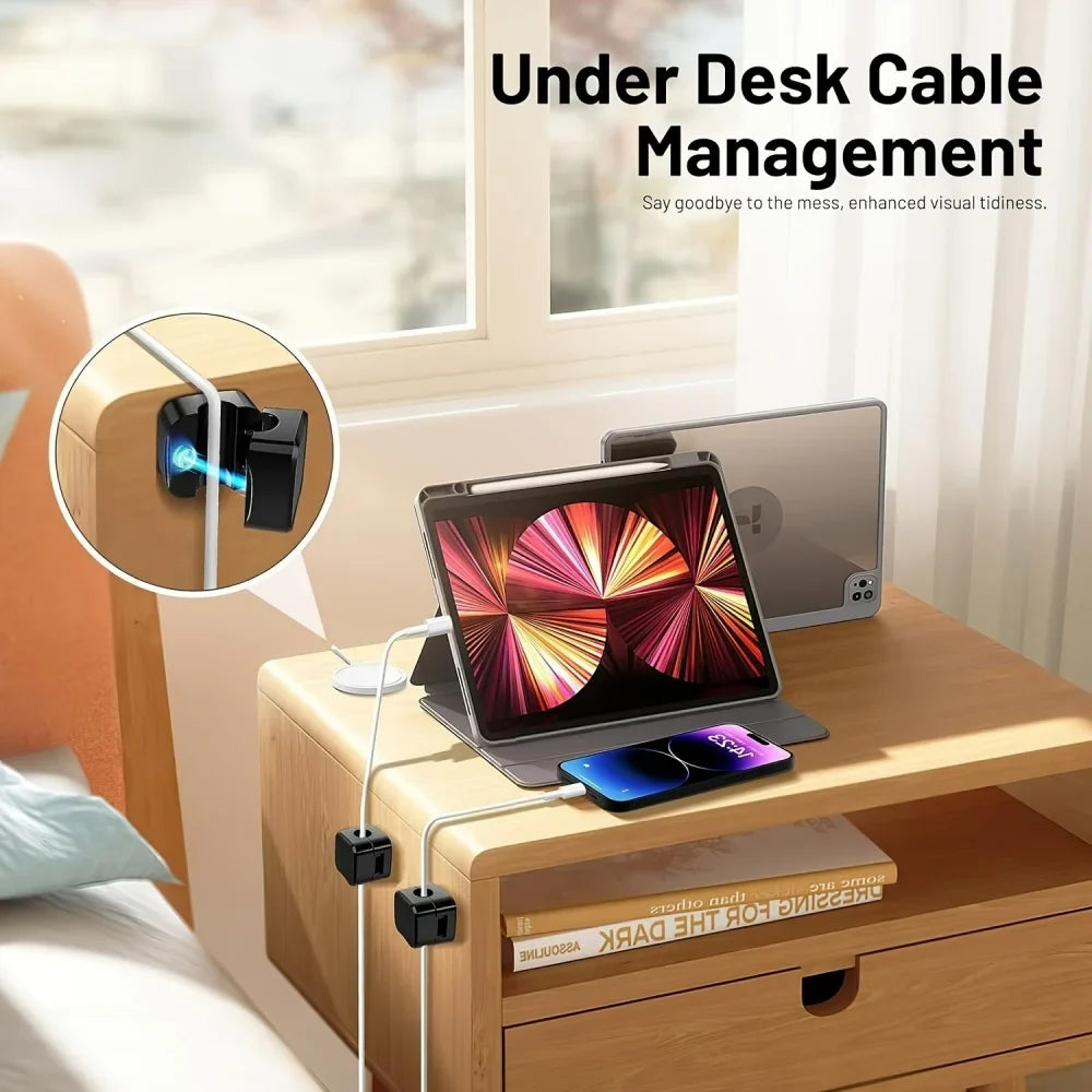 Magnetic Cable Clips – Adhesive Cord Organizer 6-Pack
