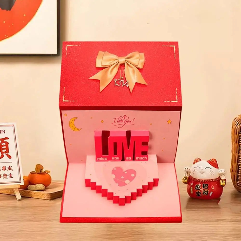 6 10 Slots Birthday Red Envelope Wish Lucky 3D Folding Cake Greeting