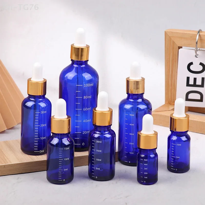 Blue Glass Dropper Bottles 5ml–100ml | Refillable Essential Oil